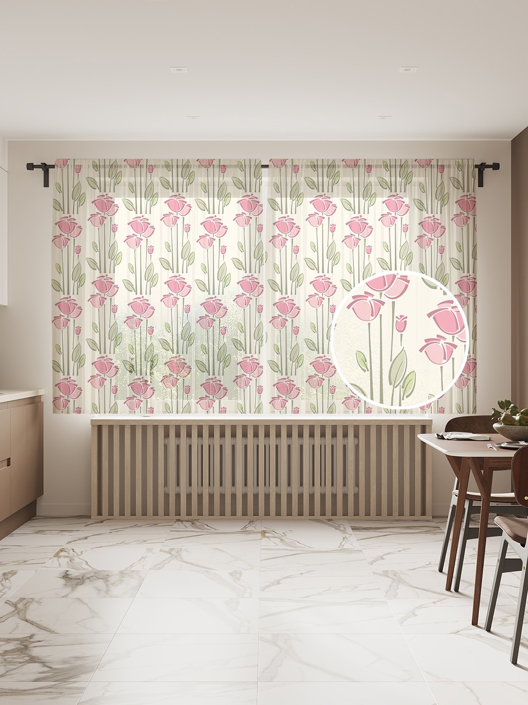 

Фототюль JoyArty "Тюльпановая фантазия" 145x180см, 2 полотна, лента, 50 крючков, Тюльпановая фантазия