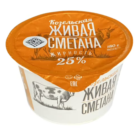 Сметана Козельская 25% БЗМЖ 180 г