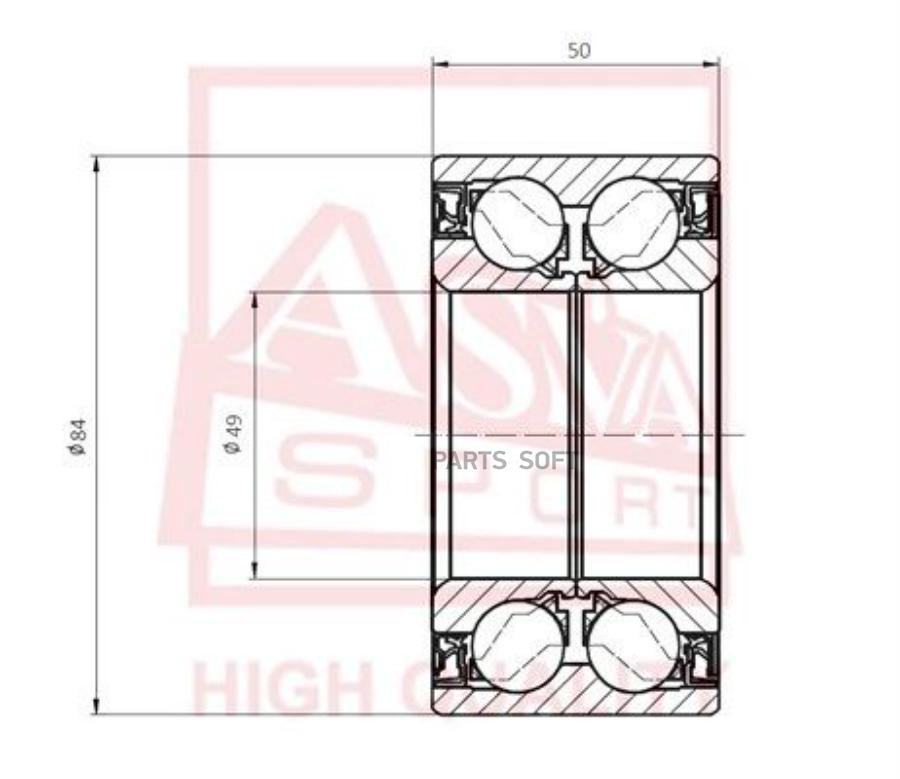 

ASVA DAC49840050 Подшипник ступичный задний (49x84x50) () 1шт