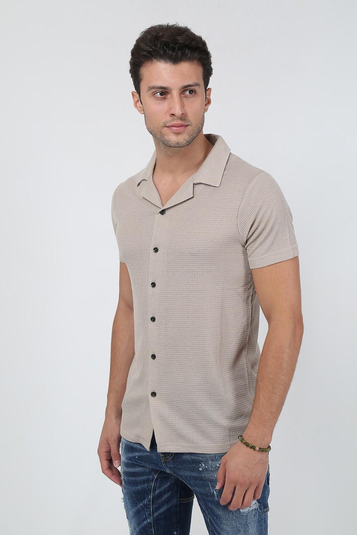 Рубашка мужская Terapi Giyim 25649 бежевая XL (товары доставляются из-за рубежа)