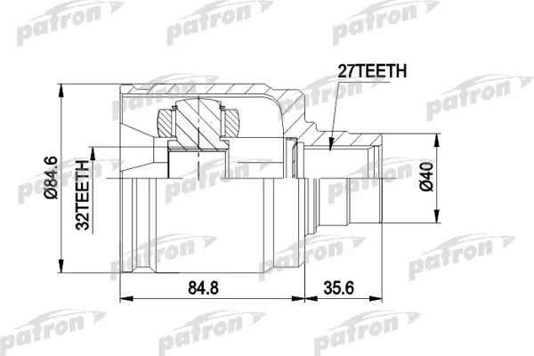 

Шрус PATRON a27 b32 d83.5 для Honda Prelude 92-96 2.2l vtec 2.3 m/t d/s PCV4016