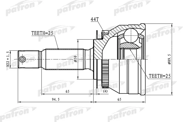 

ШРУС наружный с кольцом ABS 25x50x25 ABS:44T HYUNDAI MATRIX I (FC) 1.5 CRDI [D4FA] 102 Л.С