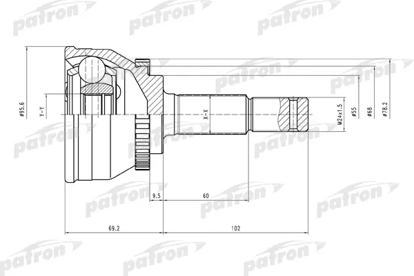 

ШРУС наружн к-кт NISSAN: Almera N16 2.2dCi/Di 00- [A:27, B:26, ABS:44] PATRON PCV1477