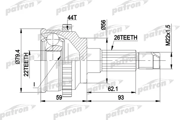 

ШРУС наружн к-кт MAZDA: 323 BG 1.6 / 1.6 16v / 1.8 16v 89-95 [USA] PATRON PCV1141