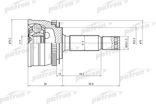 

ШРУС наружн к-кт HYUNDAI: Getz 02- [A:25, B:22, ABS:48] PATRON PCV1545