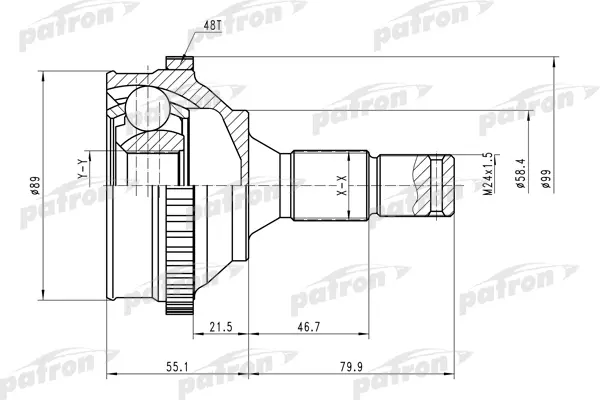 

ШРУС наружн к-кт CITROEN: Berlingo 1.6HDI 05- [A:25, B:34 ABS:48] PATRON PCV1585