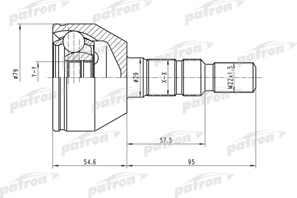 

ШРУС наружн к-кт 33x53x22 OPEL: Astra H/Zafira B 1.4/1.6 16V 04- PATRON PCV1504