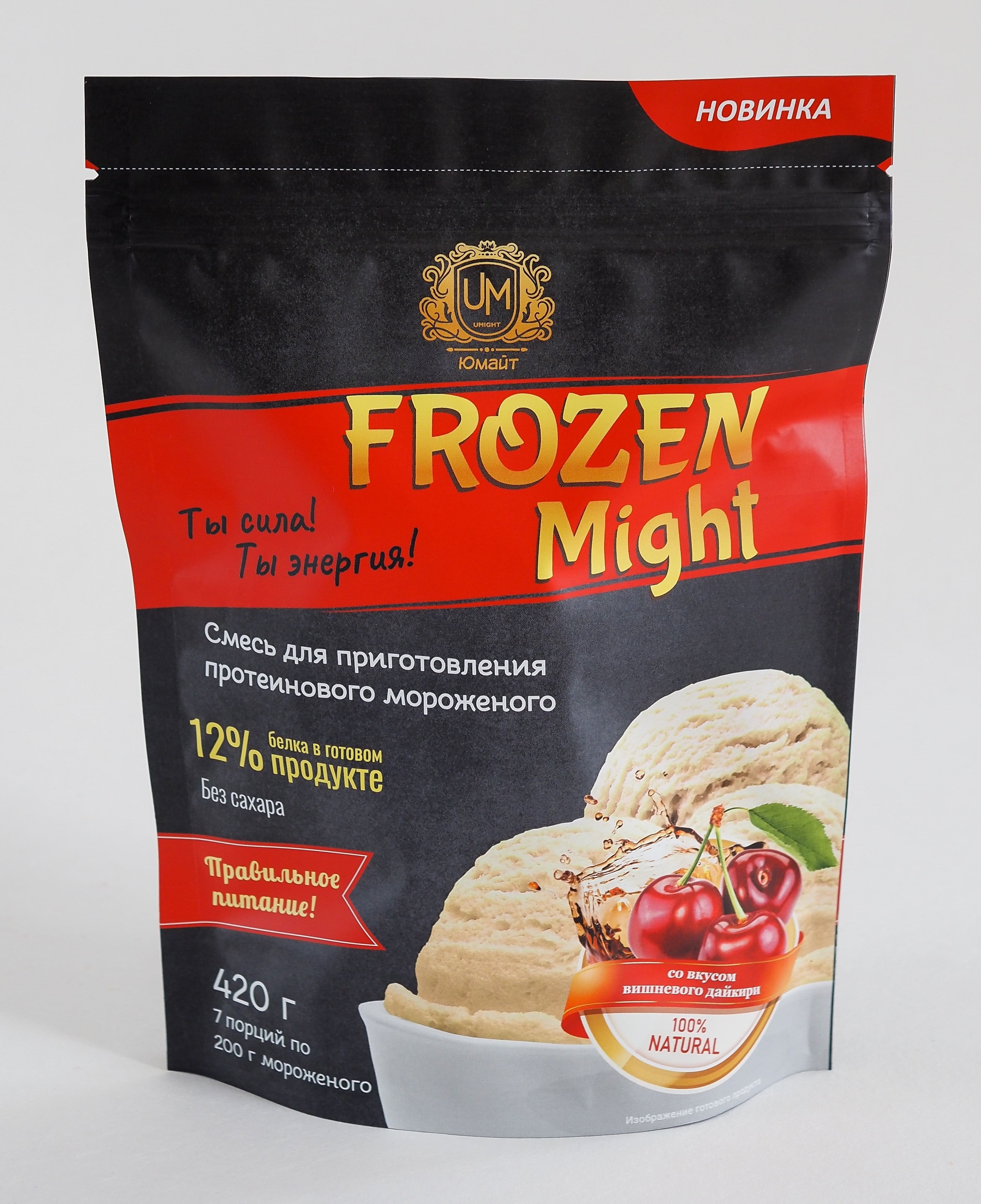 фото Протеиновое мороженое "frozen might" вишневый дайкири (сухая смесь), 420г, юмайт fm012 ооо "юмайт"