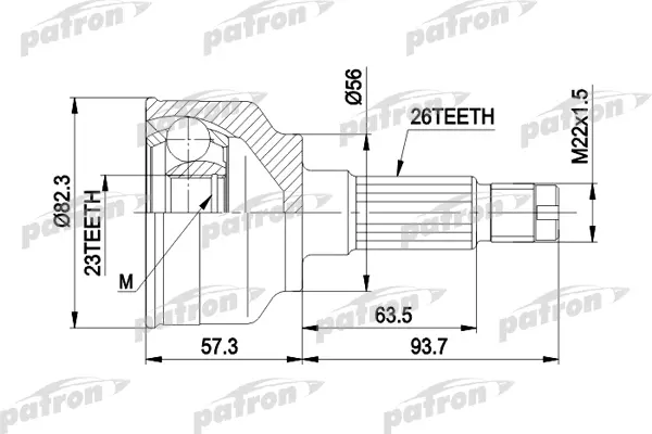 

ШРУС наружн к-кт 26x56x23 MAZDA: 626 9.87-92 PATRON PCV1135