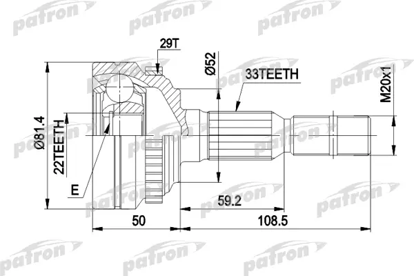 

ШРУС наружн к-кт [С ABS] OPEL: ASTRA G 1.4/1.6/1.7TD 98- PATRON PCV1287A