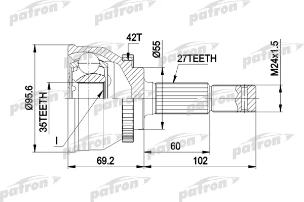 

ШРУС наружн к-кт [A:27, B:35, D:95.6, ABS:42] NISSAN: ALMERA TINO 2.2Di PATRON PCV9094