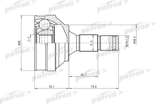 

ШРУС наружн к-кт [A:25, B:34] PEUGEOT: Partner 00- PATRON PCV1446