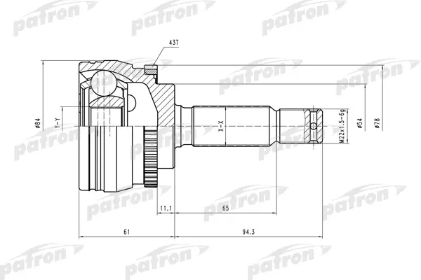 ШРУС наружн к-кт [A:25, B:30, ABS:43] MITSUBISHI: Colt 96-05 PATRON PCV4324