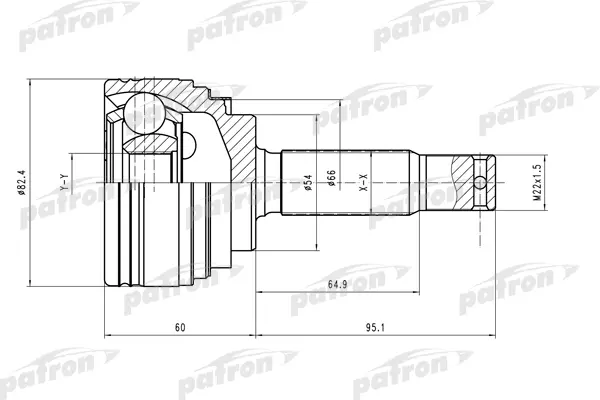 

Шрус наружный PATRON a25 b22 для Mitsubishi Colt -96, Proton Persona 300/400 1996- PCV2023