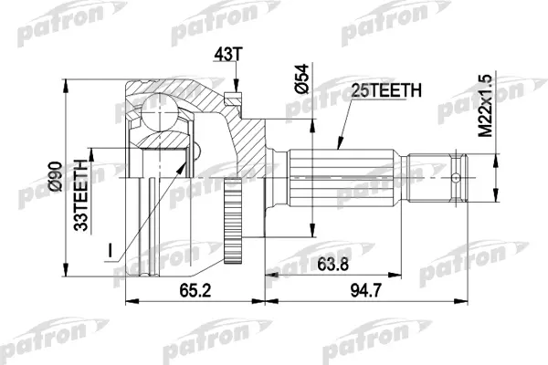 

ШРУС наружн к-кт [A:25 B:33 D: 54 ABS:43] MITSUBISHI: GALANT VI 2.0-2.4 GDI 96-03