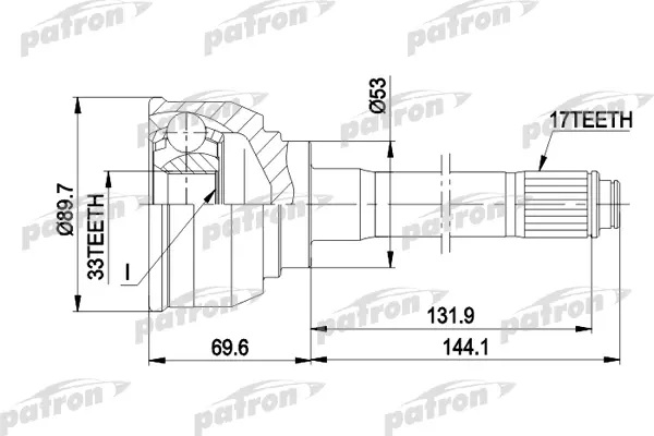 

ШРУС наружн к-кт [A:17, B:33, D:89.7] ISUZU: TROOPER 88- PATRON PCV9007