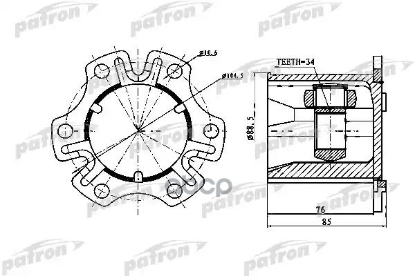 

Шрус PATRON внутренний для Audi A4 1.6-2.8, 1.9tdi 94-/Skoda Superb 1.9-2.5tdi 01- PCV1770