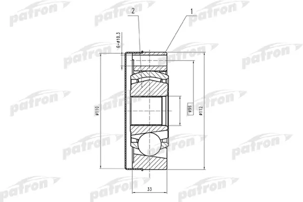 

ШРУС внутренний 34x112 TOYOTA CAMRY MCV20/SXV20 96-01 PATRON PCV1566