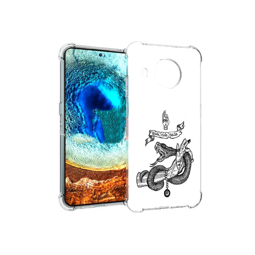 

Чехол MyPads Tocco для Nokia X20 змея на руке рисунок (PT159436.101.366), Прозрачный, Tocco
