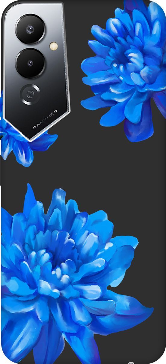 

Чехол на Tecno Pova 4 с 3D принтом "Amazing Asters" черный, Черный;голубой, 158056