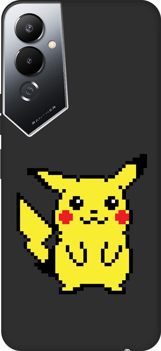 

Чехол на Tecno Pova 4 с 3D принтом "Pixel Pikachu" черный, Черный;желтый, 158055
