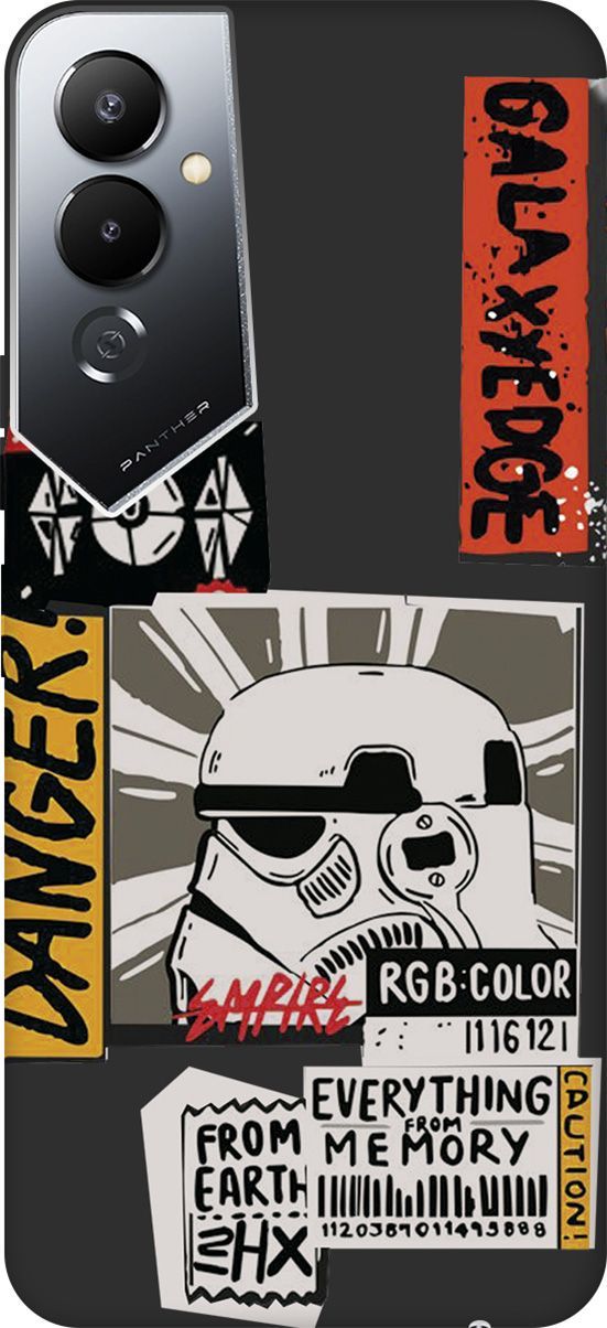 

Чехол на Tecno Pova 4 с 3D принтом "Stormtrooper Stickers" черный, Черный;белый, 158055