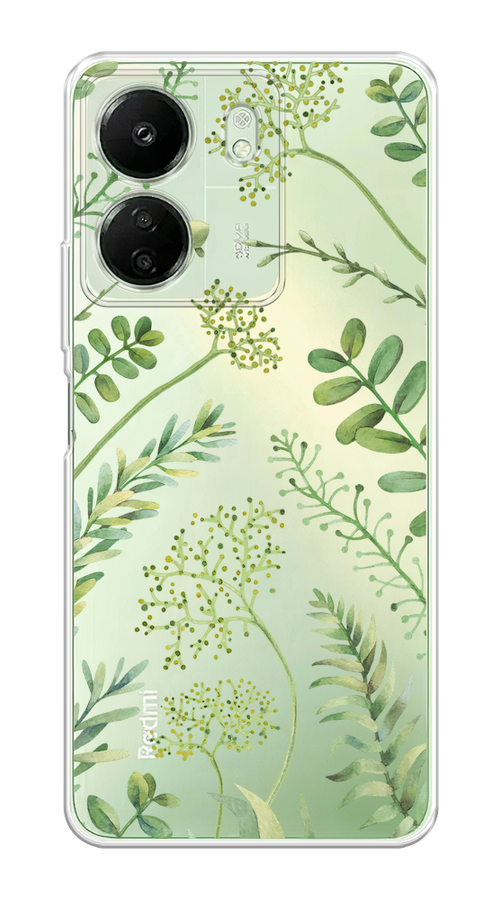 

Чехол на Xiaomi Redmi 13C/Poco C65 "Green Leaves", Зеленый;прозрачный, 320650-1