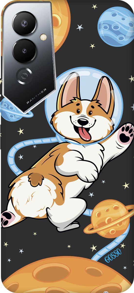 

Матовый Soft Touch Чехол на Tecno Pova 4 с 3D принтом "CosmoCorgi" черный, Черный;коричневый, 158054