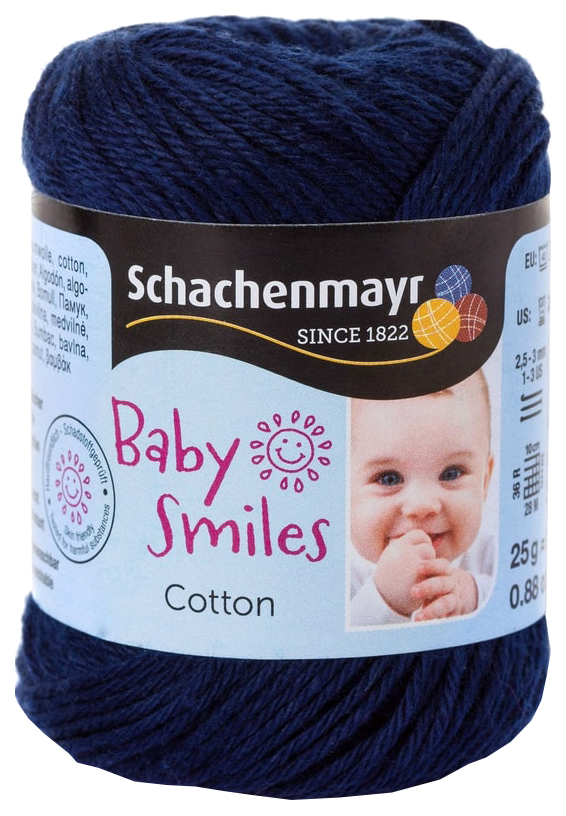 

Пряжа Schachenmayr 9807350 Cotton Baby Smiles (01050, marine), Синий, Cotton