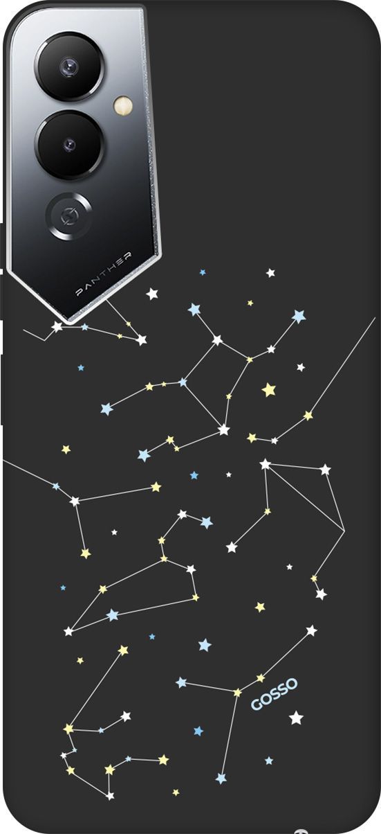 

Чехол на Tecno Pova 4 с 3D принтом "Constellations" черный, Черный;белый, 158054