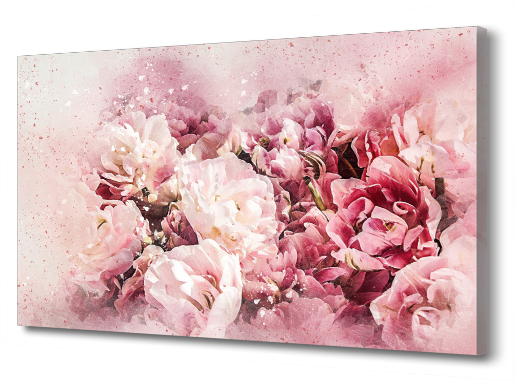 

Большая картина на холсте Цветы. Пионы на розовом фоне PRC-1602 (120x80см)