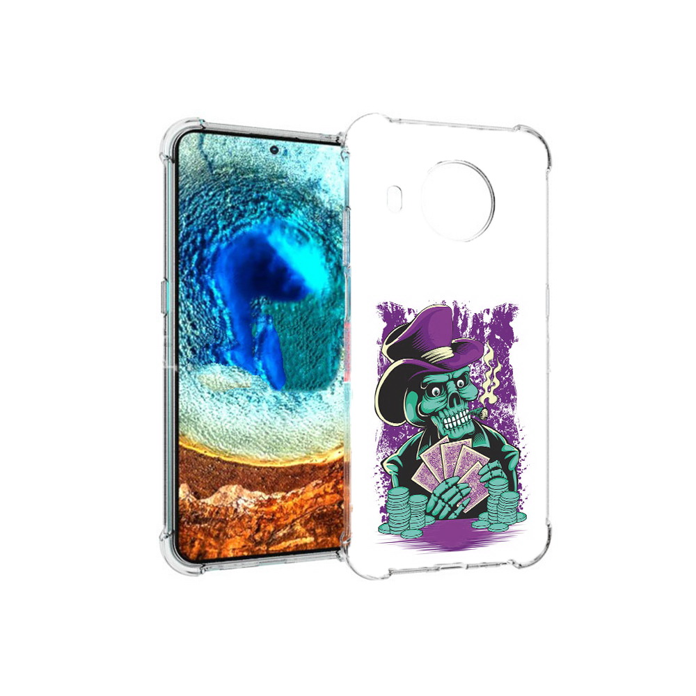 

Чехол MyPads Tocco для Nokia X20 зеленый череп с картами (PT159436.101.361), Прозрачный, Tocco