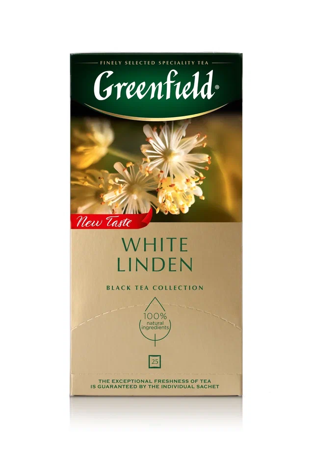 фото Чай чёрный greenfield white linden, 25 пакетиков