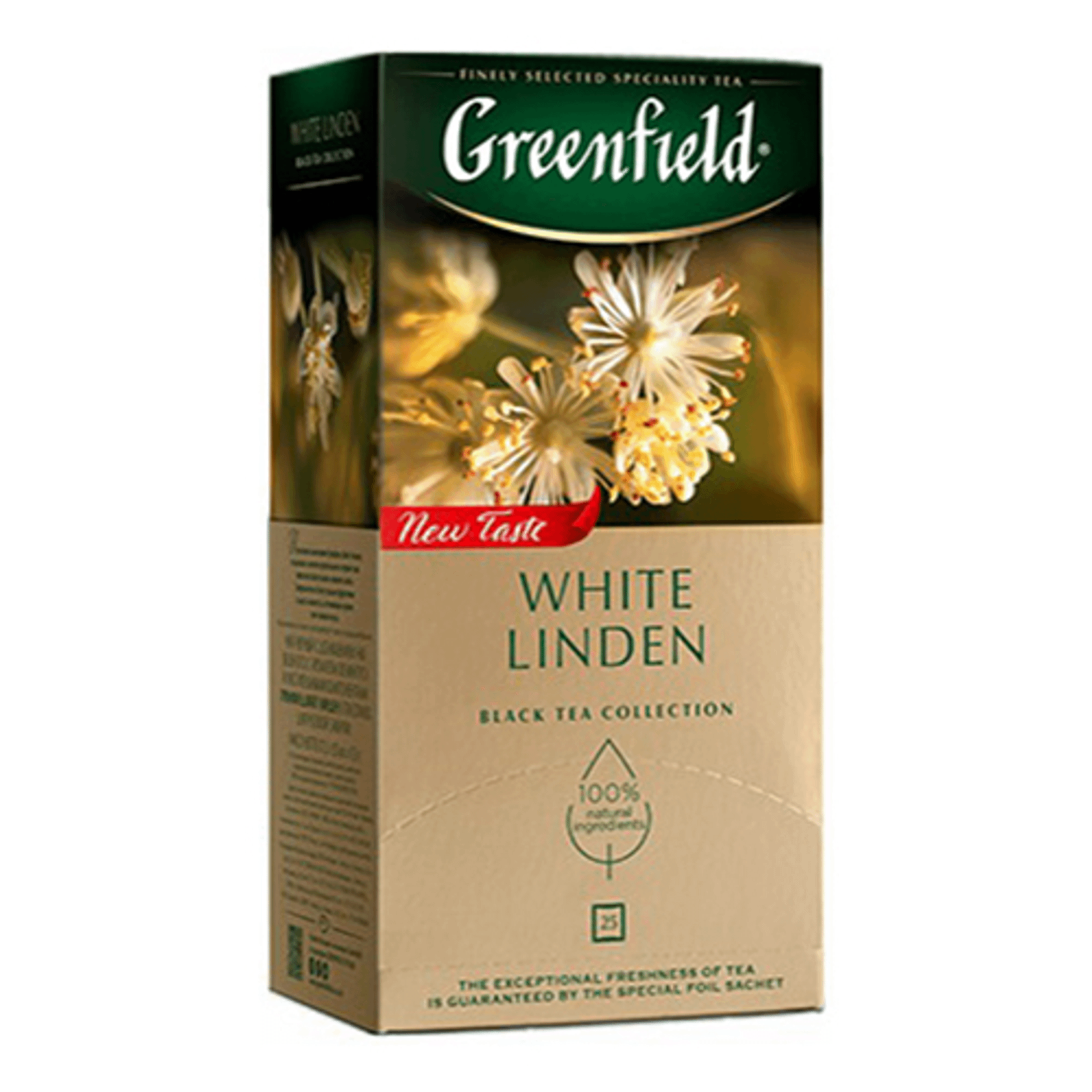 фото Чай черный-зеленый greenfield white linden с липой 1,48 х 25 шт