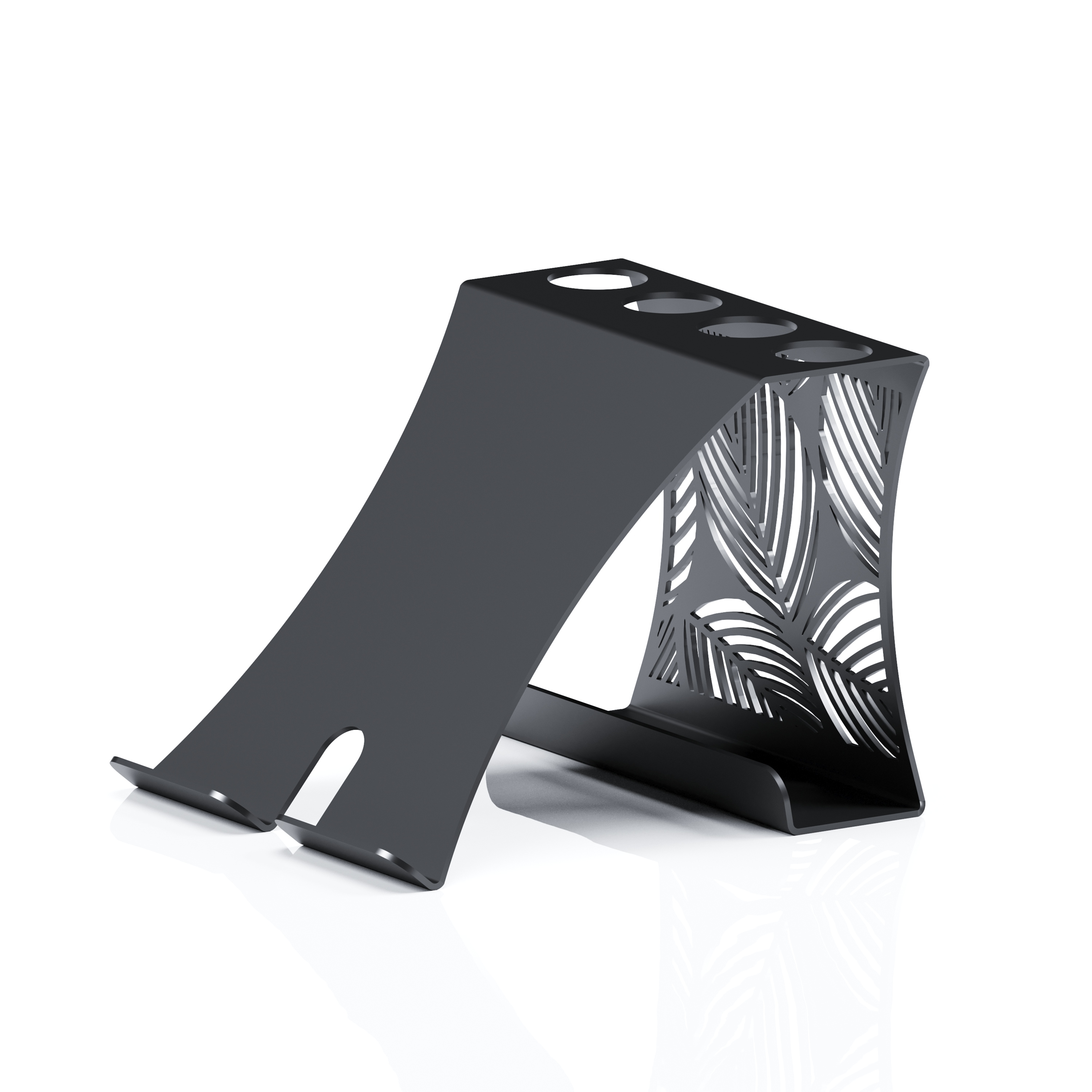 фото Подставка для смартфона и ручек "листья" tempache, 80х70х95мм, 1 шт., черная