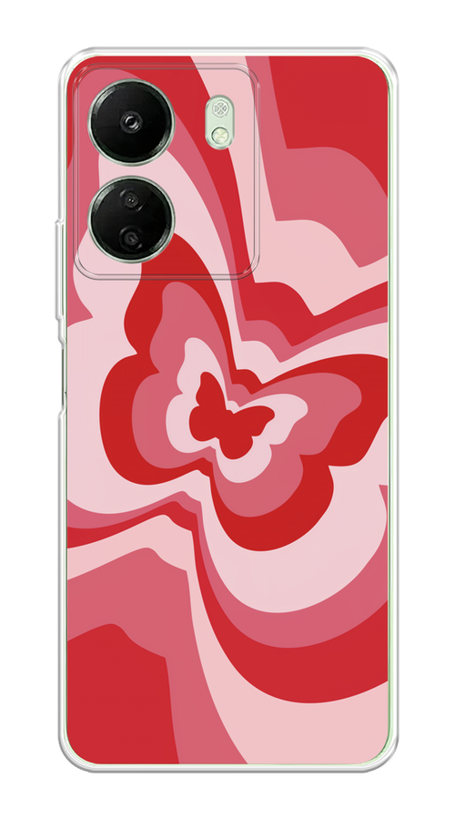 

Чехол на Xiaomi Redmi 13C/Poco C65 "Бабочка в стиле хиппи", Красный;розовый, 320650-1