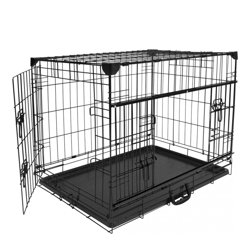 фото Клетка для собак двухдверная duvo+pet kennel ninja medium, чёрная, 76х53х61см