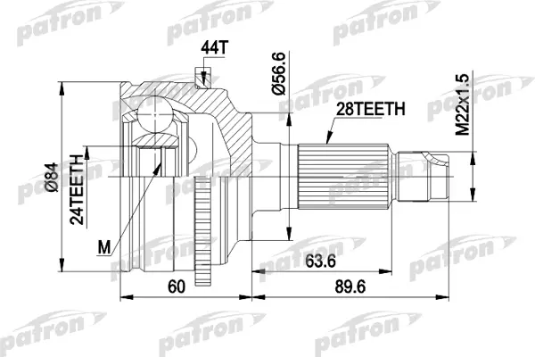 

ШРУС наружн к-кт MAZDA: XEDOS 9 93- ABS, FORD: ESCAPE 01-04 ABS PATRON PCV3028