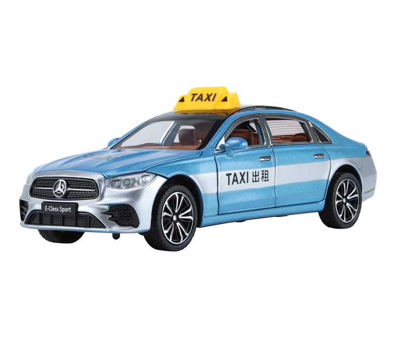 Модель метал Mercedes E-Class Taxi поворотные колеса, свет, звук 1:24 B2426 голубой