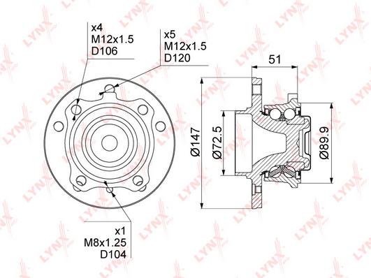 

Подшипник ступицы пер.BMW E81-88/E90-93/E89 2005 =>