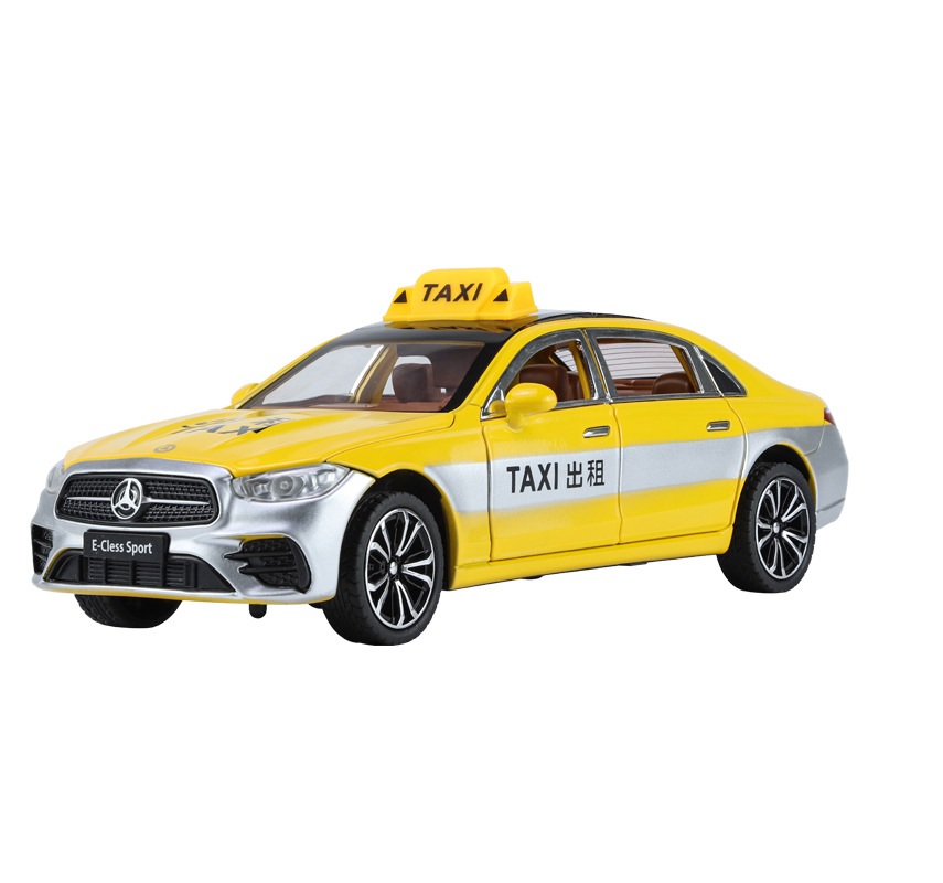 Модель метал Mercedes E-Class Taxi поворотные колеса, свет, звук 1:24 B2426 желтый