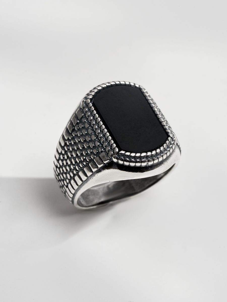 

Перстень из латуни р.20 SHINE & BEAUTY 24312126А, агат, Серебристый;черный, 24312126А