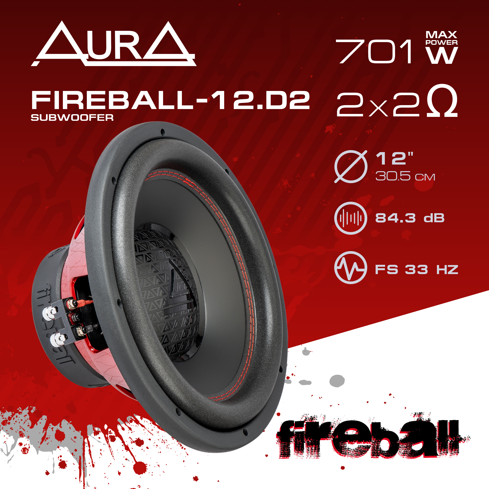 Сабвуфер автомобильный AurA FIREBALL-12.D2