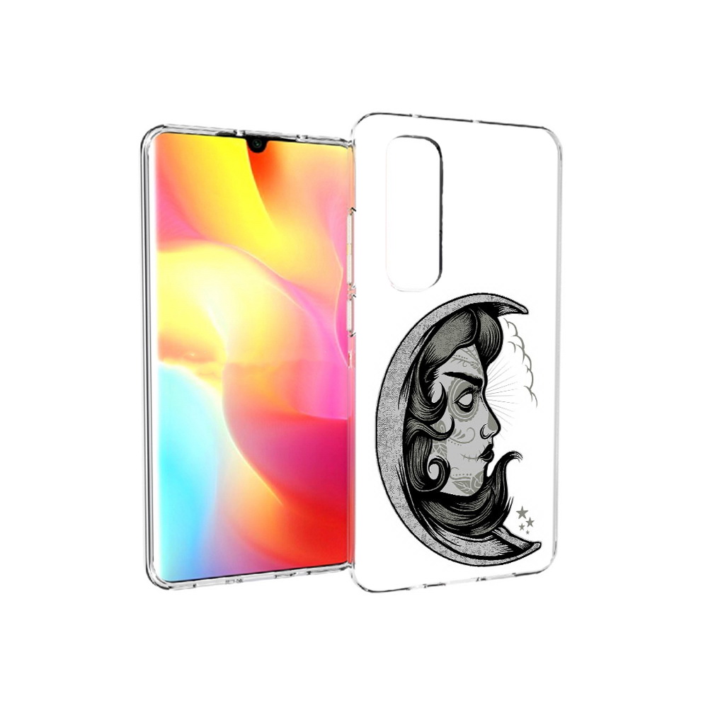 

Чехол MyPads Tocco для Xiaomi Mi Note 10 Lite черно белая луна с лицом (PT149714.254.680), Прозрачный, Tocco
