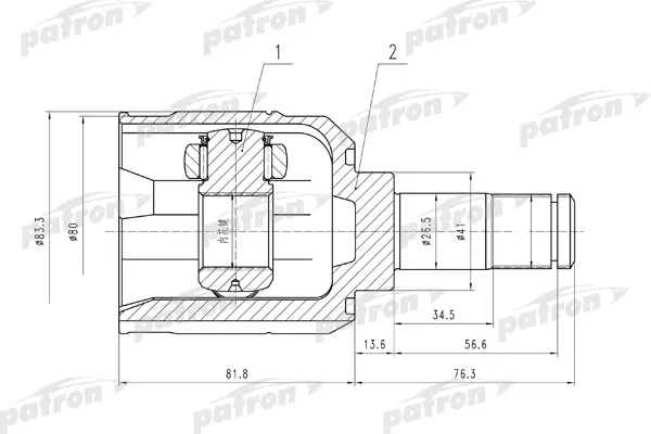 

ШРУС внутр к-кт [A:25, B:23, D:41] HYUNDAI: Sonata 01- PATRON PCV5008