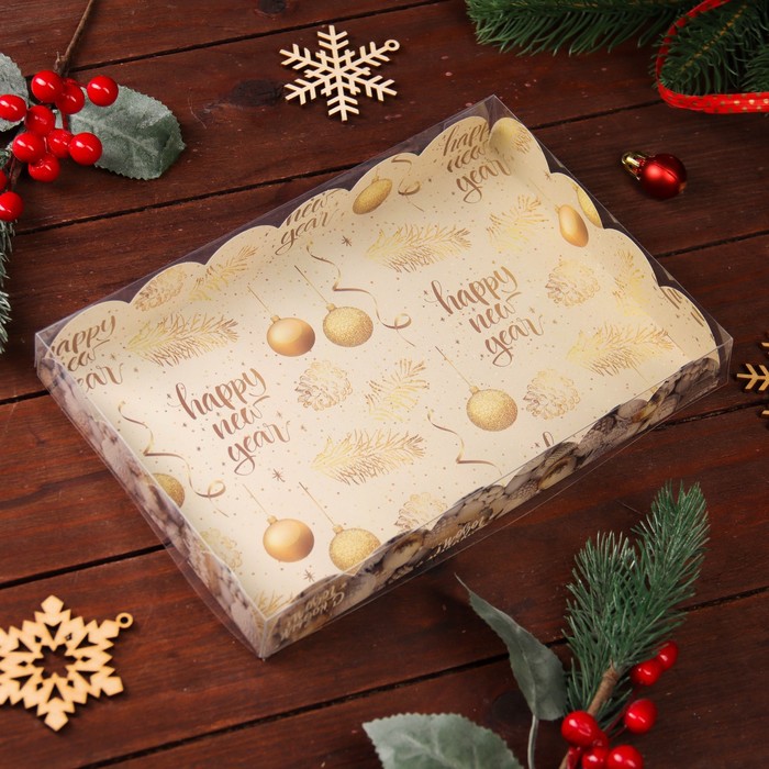 

Коробка для печенья Новогодние игрушки, 22х15х3 5 шт, Бежевый