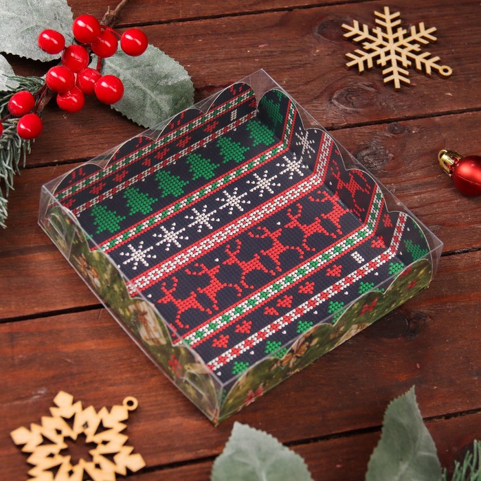 

Коробка для печенья Елочные украшения, 12 х 12 х 3 см 5 шт., Разноцветный