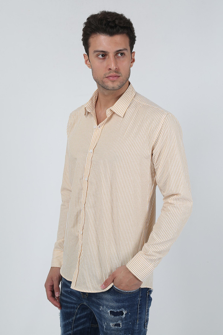 Рубашка мужская Terapi Giyim 25642 желтая 2XL (товары доставляются из-за рубежа)