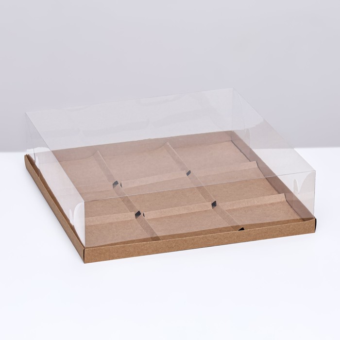 

Коробка для муссовых пироженных 9 штук 30x30x8, Крафт, Коричневый