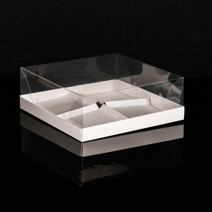 

Коробка для муссовых пироженных 4 штуки, 17x17x6 Белый
